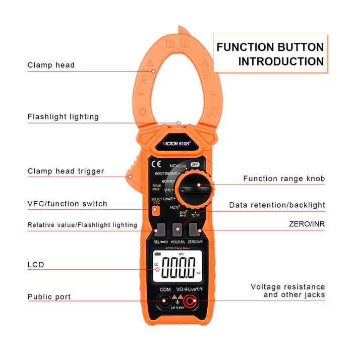 آمپرمتر کلمپی 1000 آمپر AC ویکتور مدل +Victor 610C